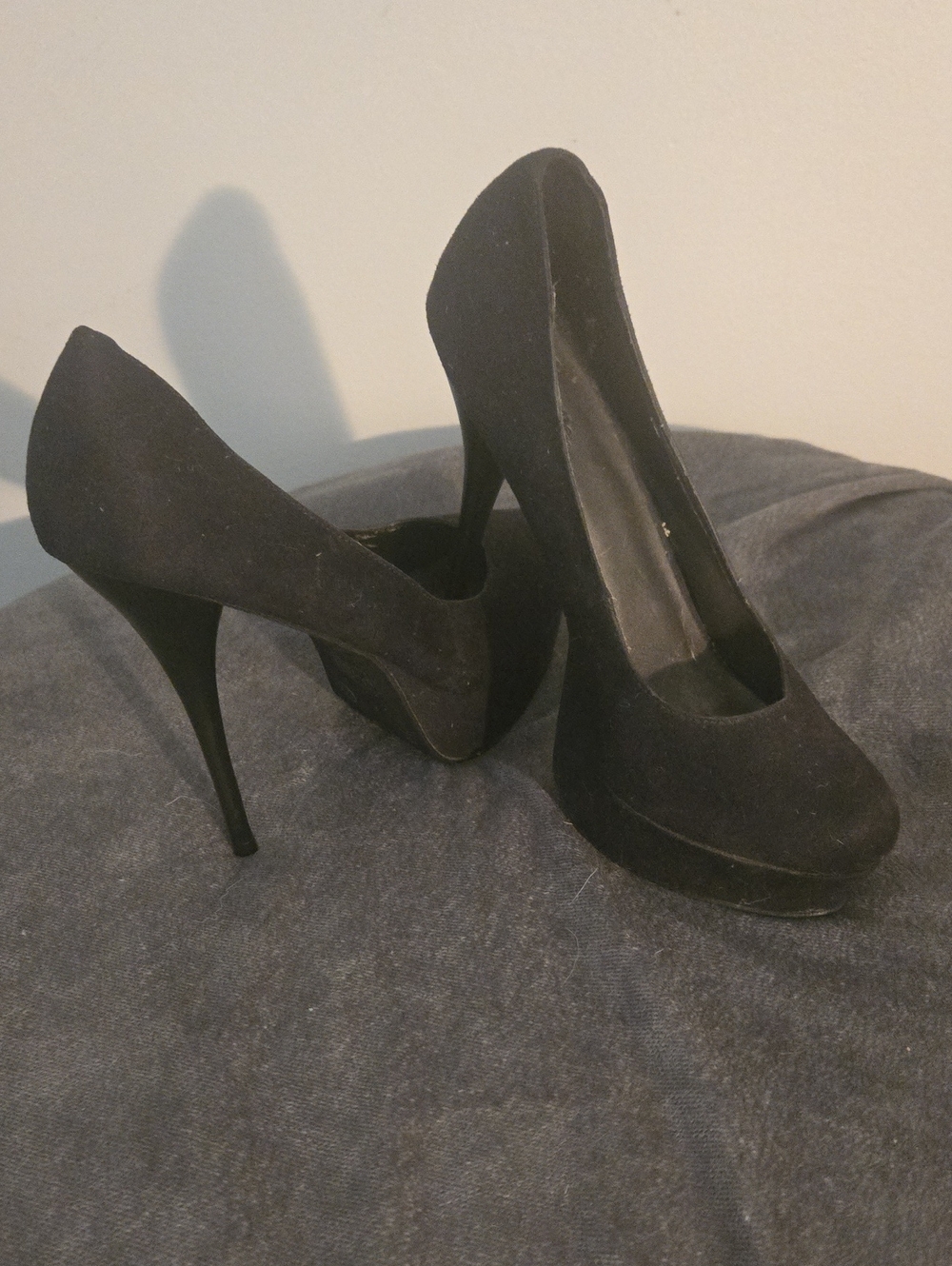 Charlotte Russe Black Suede High Heel Platform Pumps